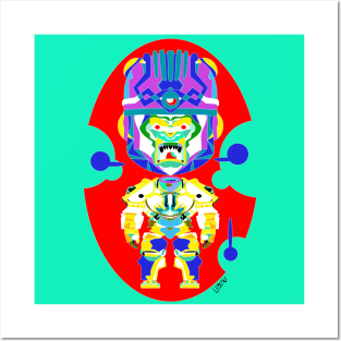 sisimite ape gorilla in sentinel armor ecopop art in color Posters and Art